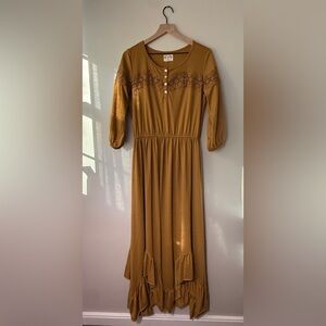 Joyfolie Mustard Long Sleeve Dress Sz L